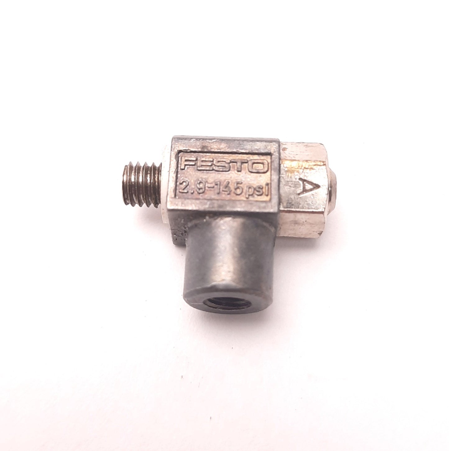 Used Festo GRLA-10-UNF-B One-way Flow Control Valve, 90 Degree, 145 Psi Max