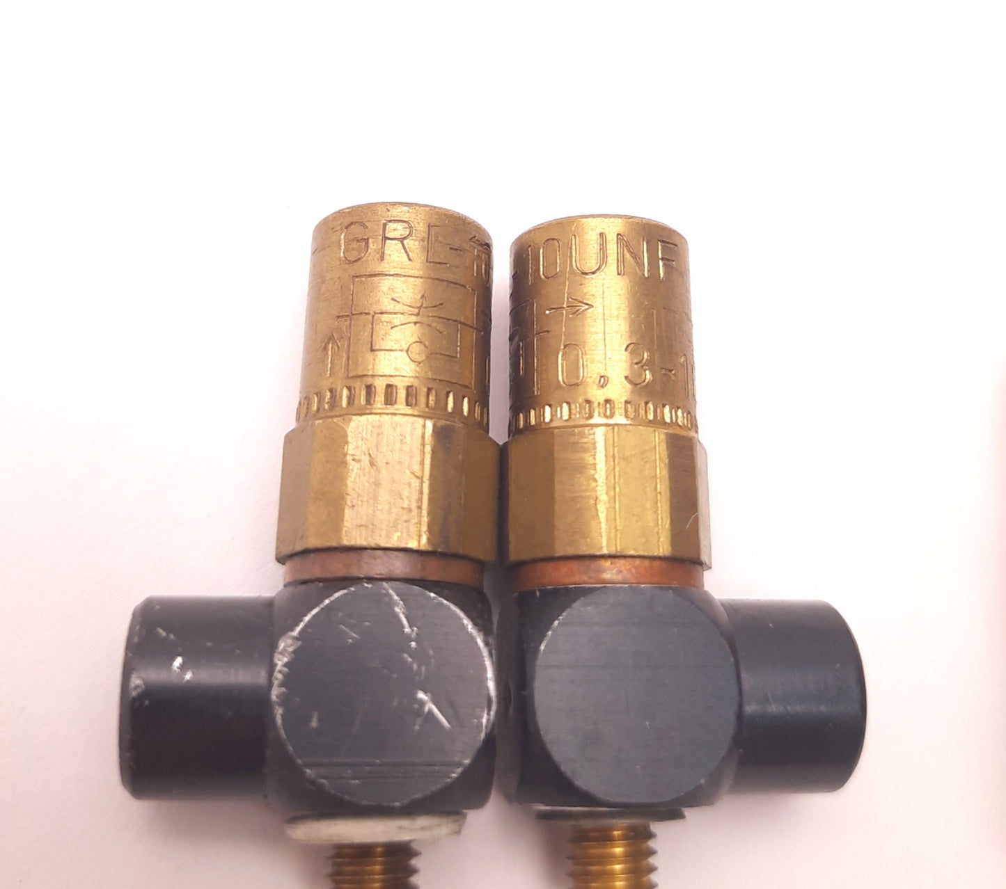Used Lot of 3 Festo GRL-10UNF Flow Control Valve, 3 to 10 Bar, 10-32UNF, One-Way