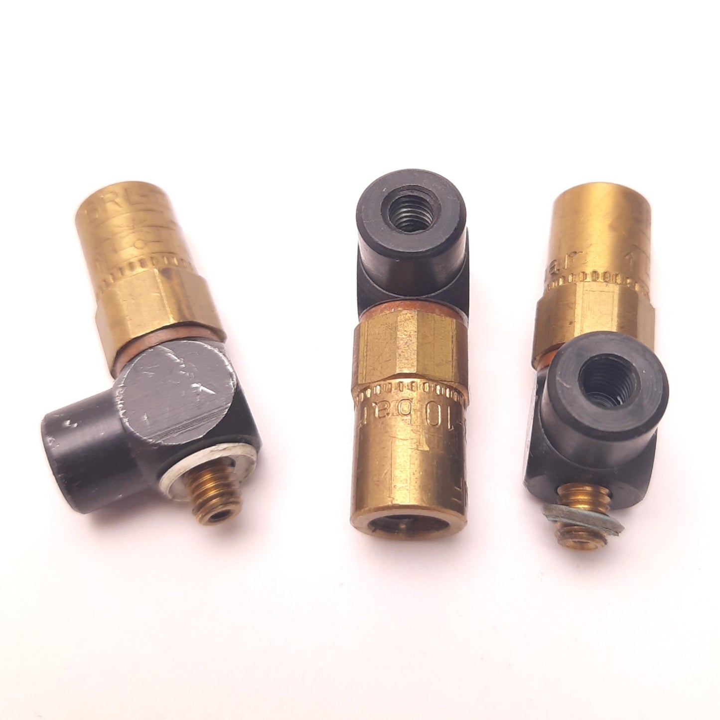 Used Lot of 3 Festo GRL-10UNF Flow Control Valve, 3 to 10 Bar, 10-32UNF, One-Way