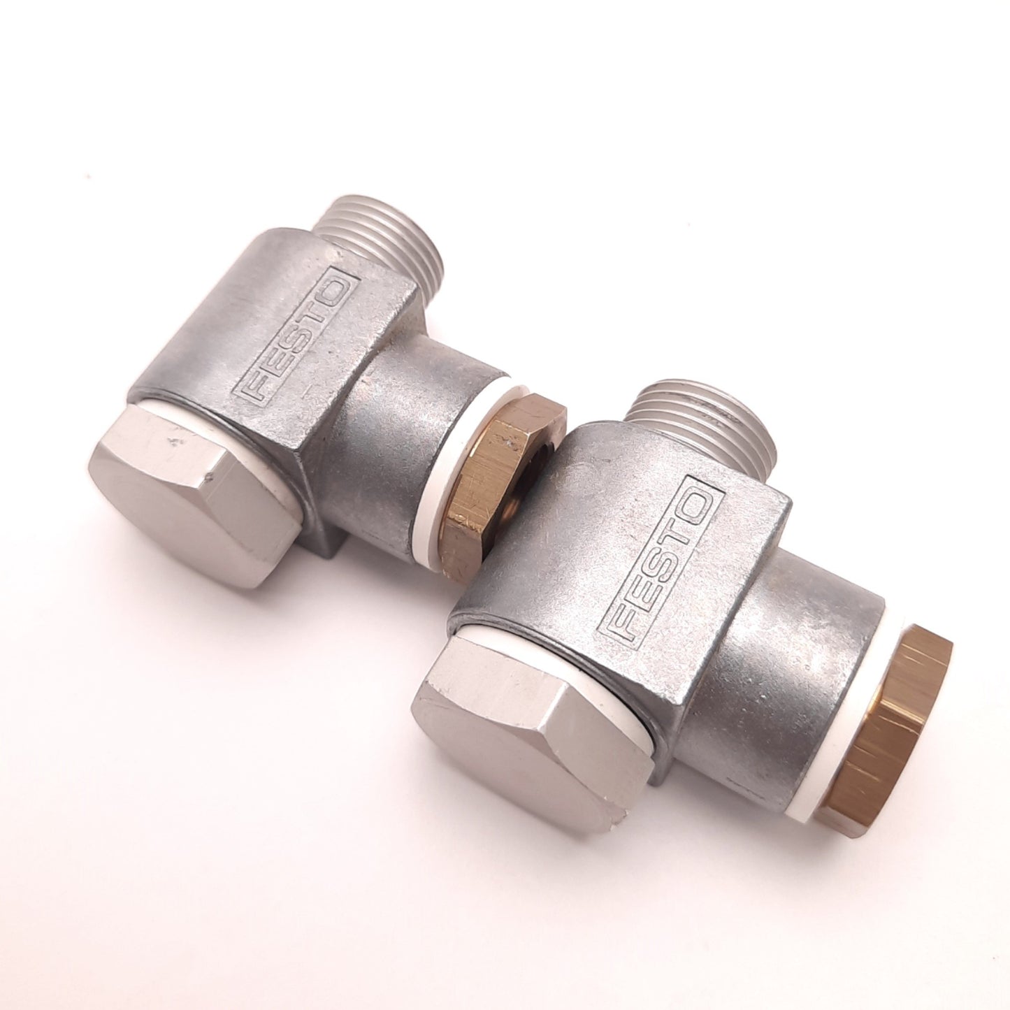 Used Lot of 2 Festo LJK-3/8 Elbow Fittings, 3/8" NPT with 3/8" NPT Hollow Bolt