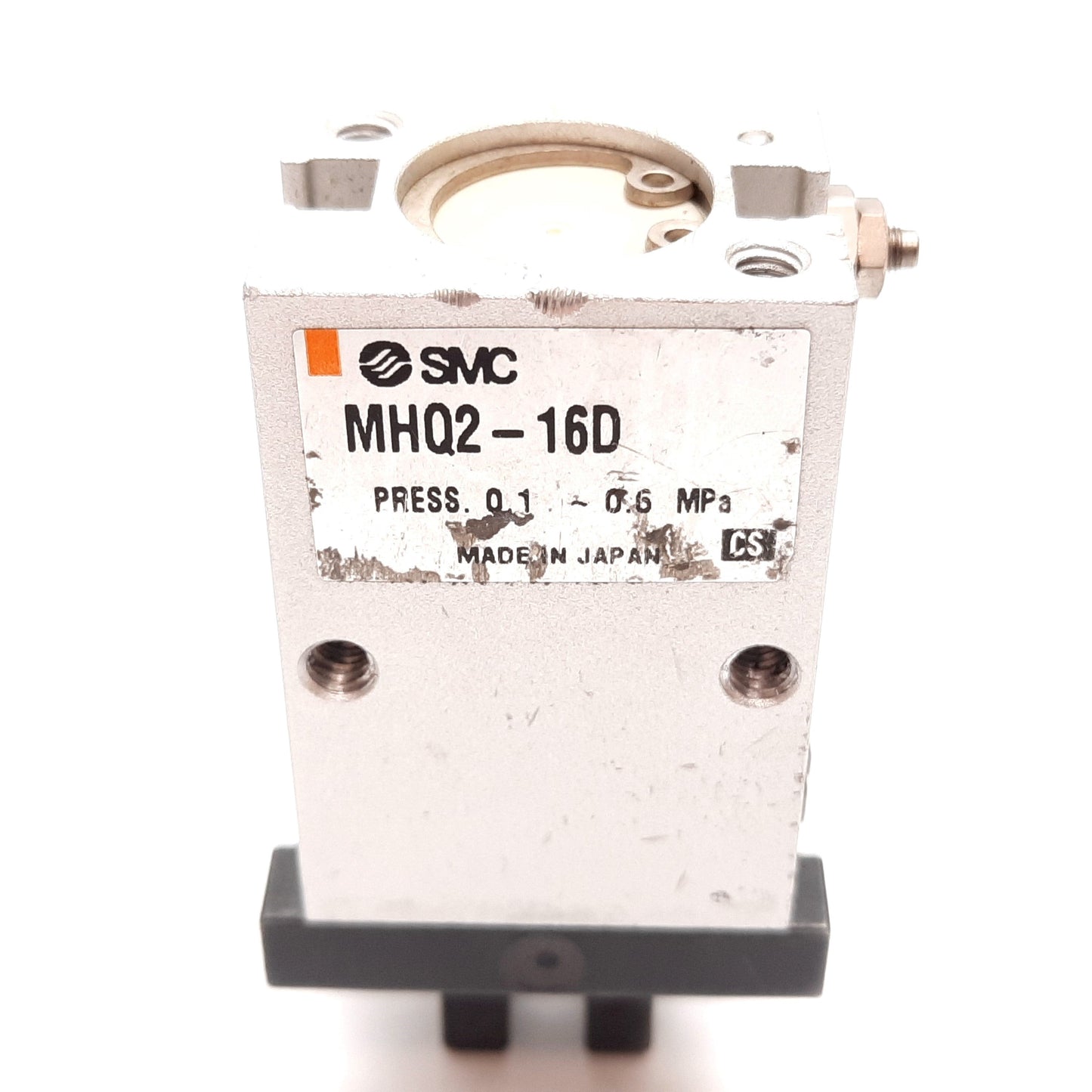 Used SMC MHQ2-16D Air Parallel Gripper Chuck, Bore: 16mm, Stroke: 6mm, Ports: M5x0.8