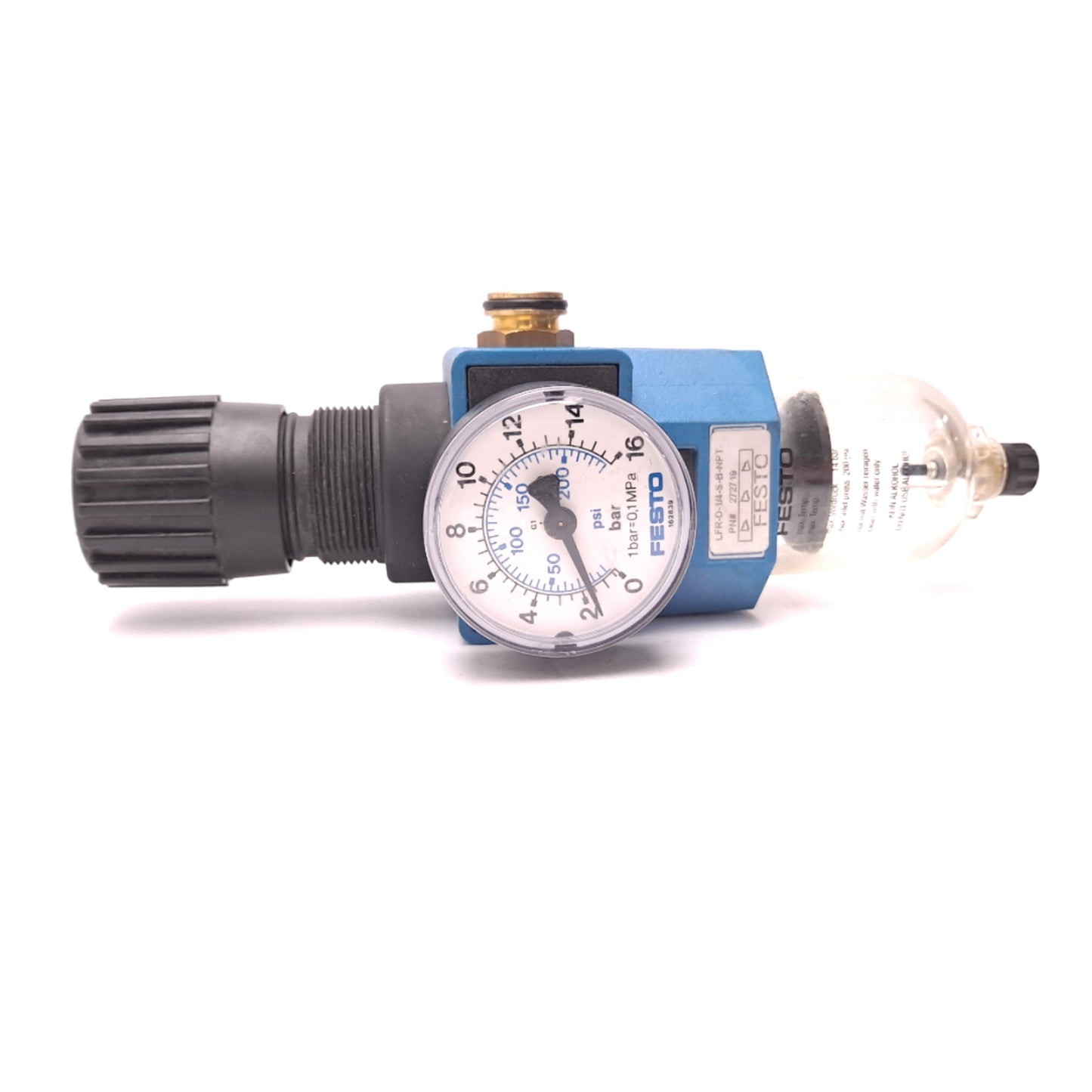 Used Festo LFR-D-1/4-S-B Filter Regulator, Max Inlet Pressure: 200 PSI , Ports: G1/4