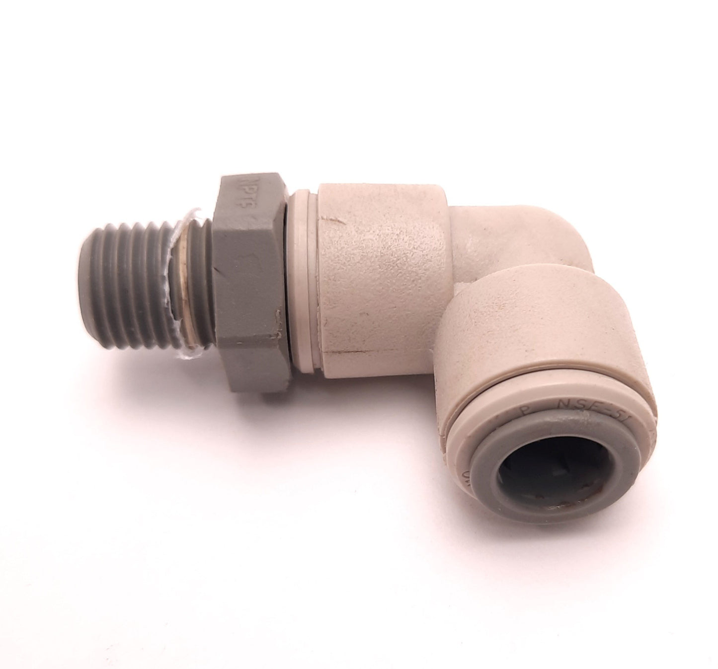 Used Lot Of 10 John Guest PI091222S, NSF-51, 90° Elbow Adapter 3/8" tube to 1/4" NPT