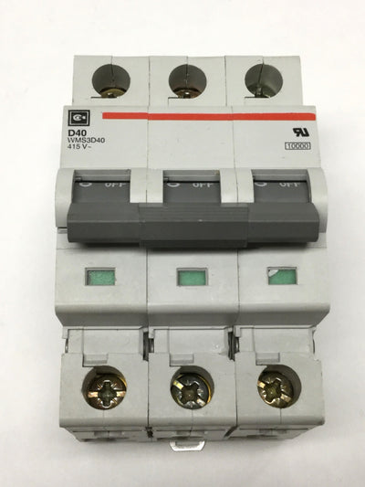 Used Cutler Hammer WMS3D40 Supplementary Circuit Breaker 3-Pole, 415VAC 40A, D-Curve