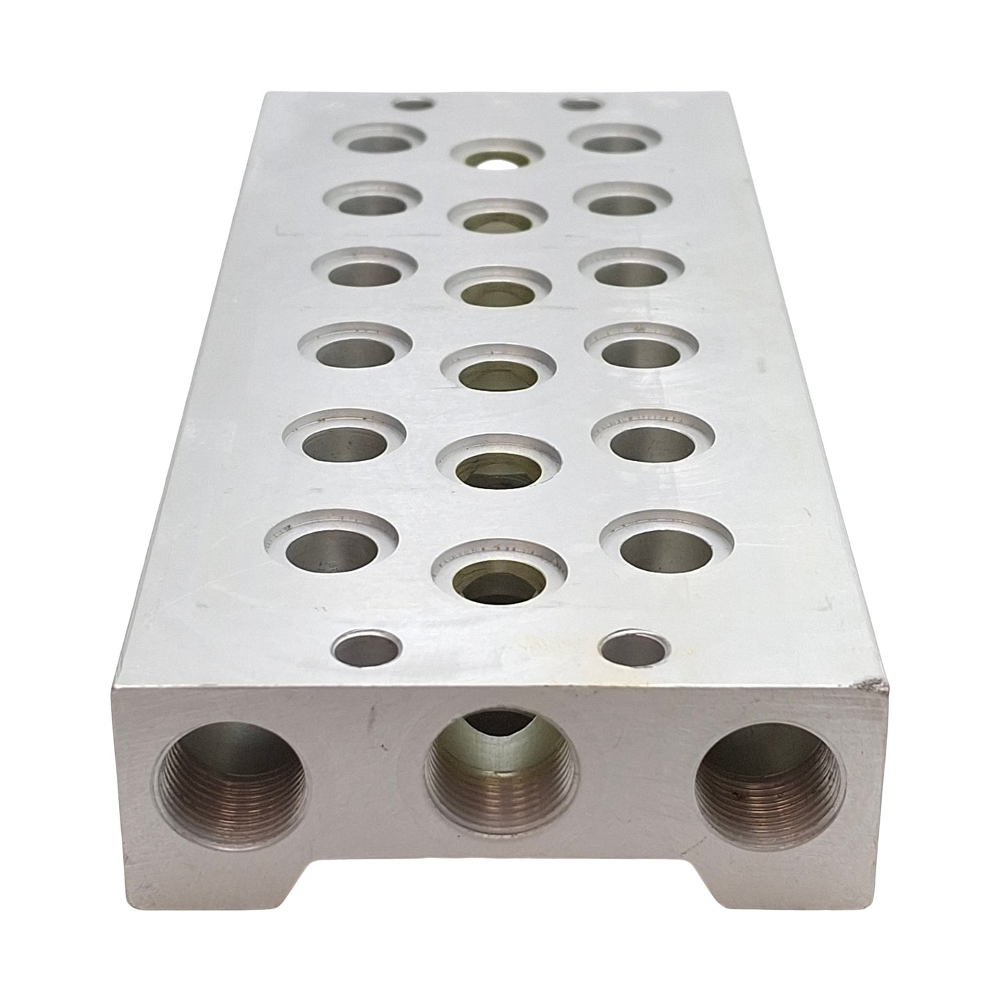 Used Festo PRS-1/8-6 B Valve Manifold Block, Aluminum, 6-Station, G3/8 Ports