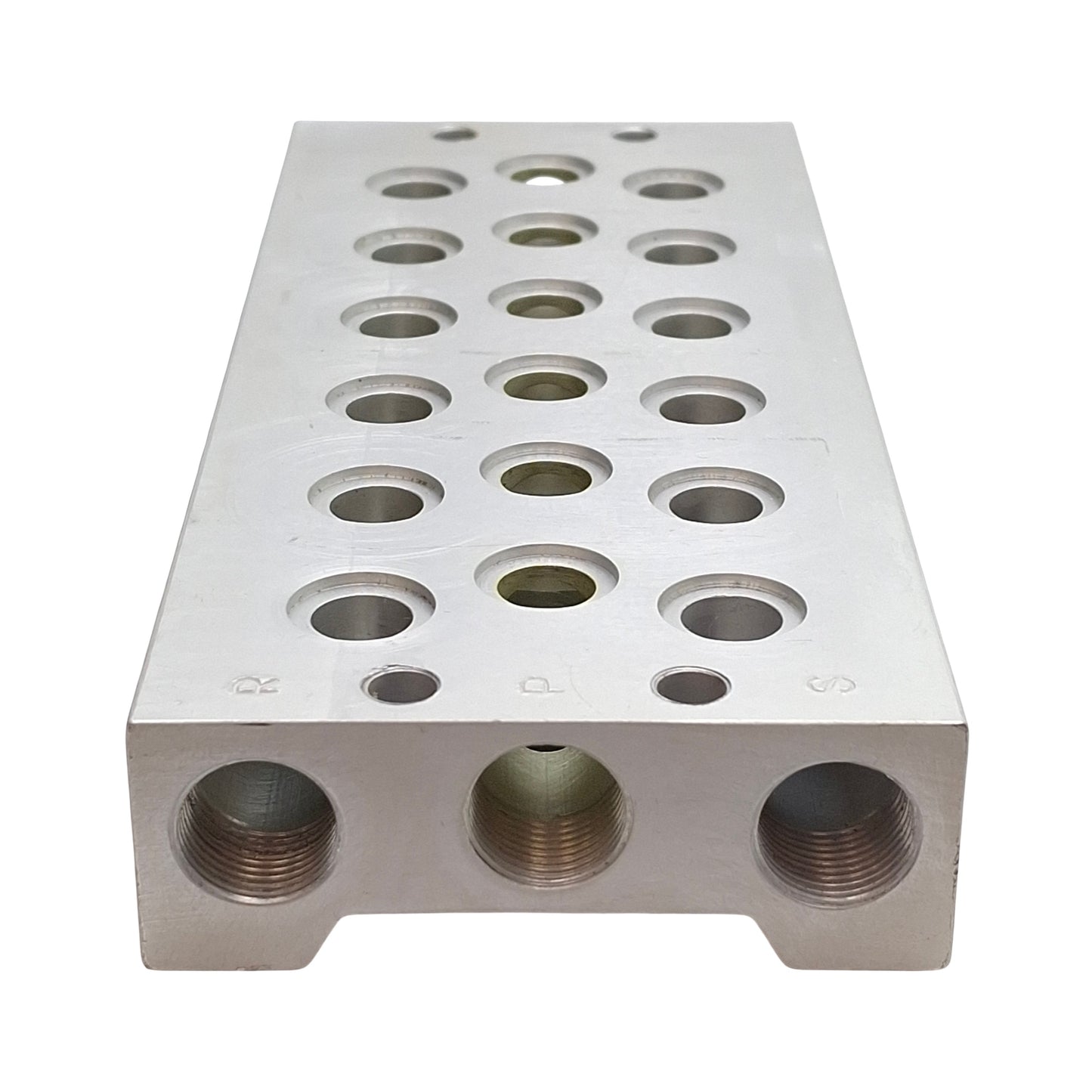 Used Festo PRS-1/8-6 B Valve Manifold Block, Aluminum, 6-Station, G3/8 Ports