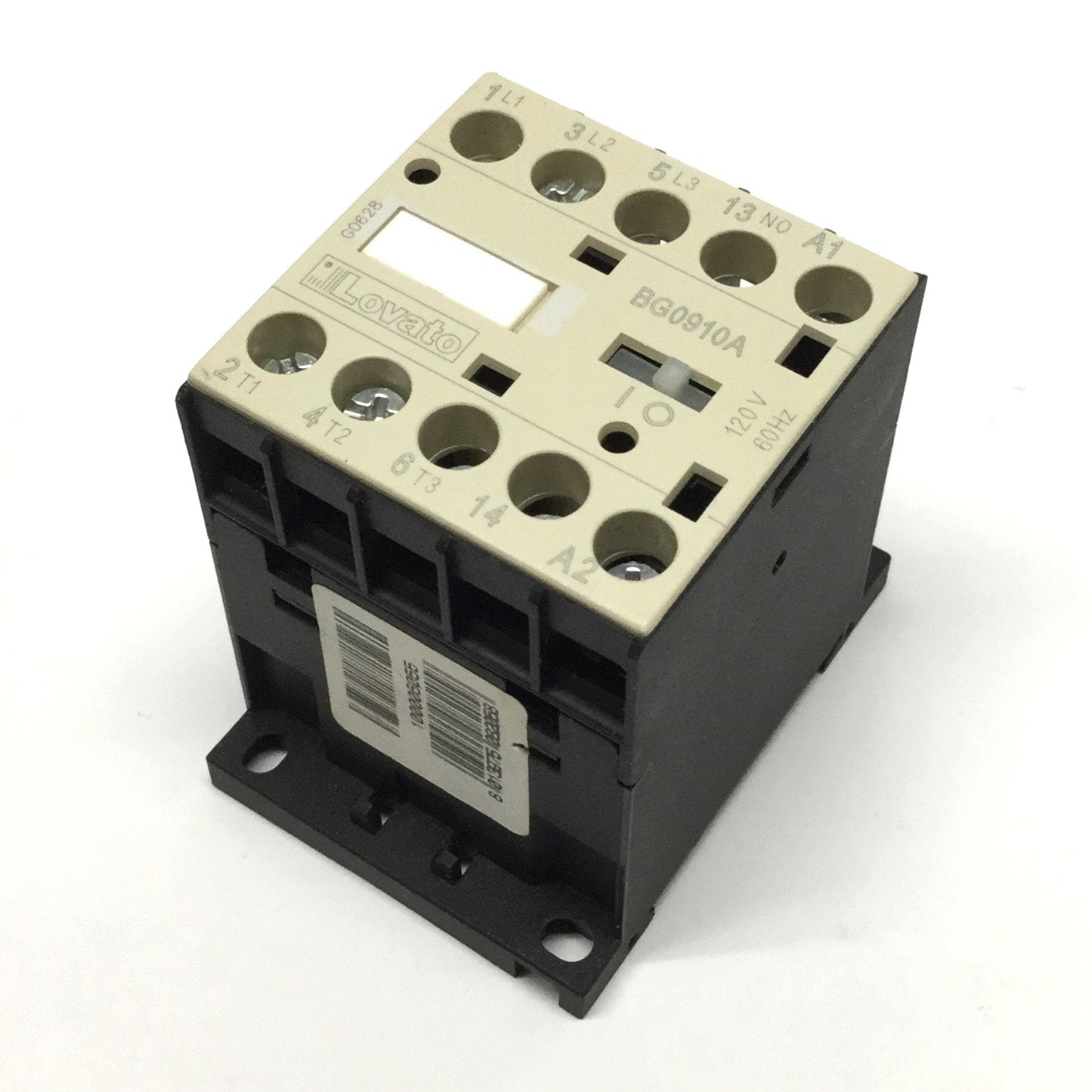 Used Lovato BG0910A Control Relay Contactor 600VAC 20A 3-Pole + NO, 120VAC Coil 60Hz