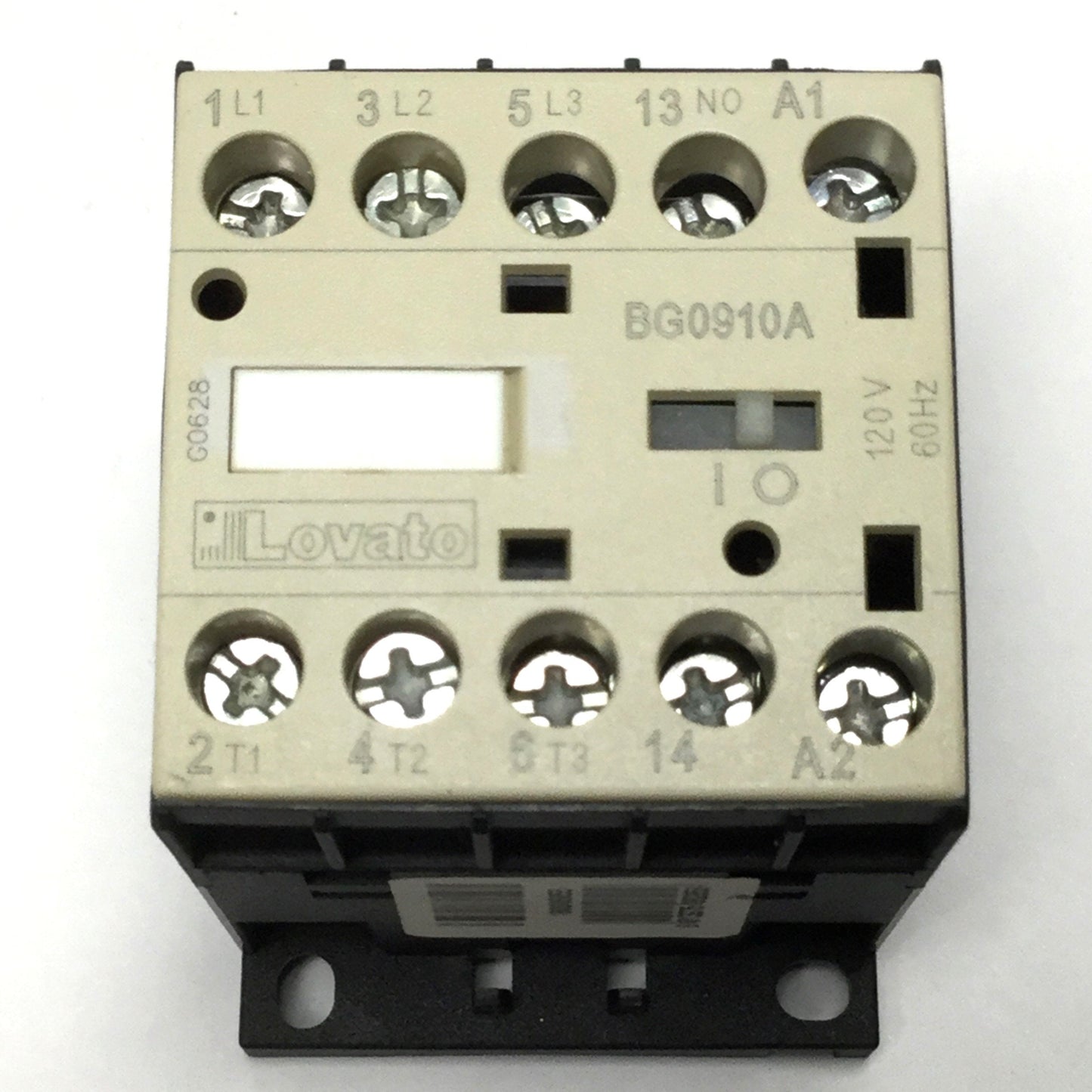 Used Lovato BG0910A Control Relay Contactor 600VAC 20A 3-Pole + NO, 120VAC Coil 60Hz