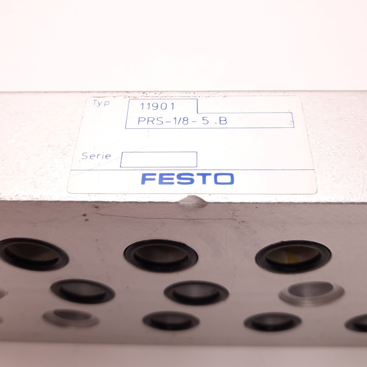 Used Festo PRS-1/8-5-B Manifold Block with Through Hole Mounting, G 3/8 Threads