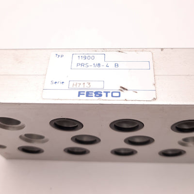 Used Festo PRS-1/8-4-B Manifold Block with Through Hole Mounting, G 3/8 Threads