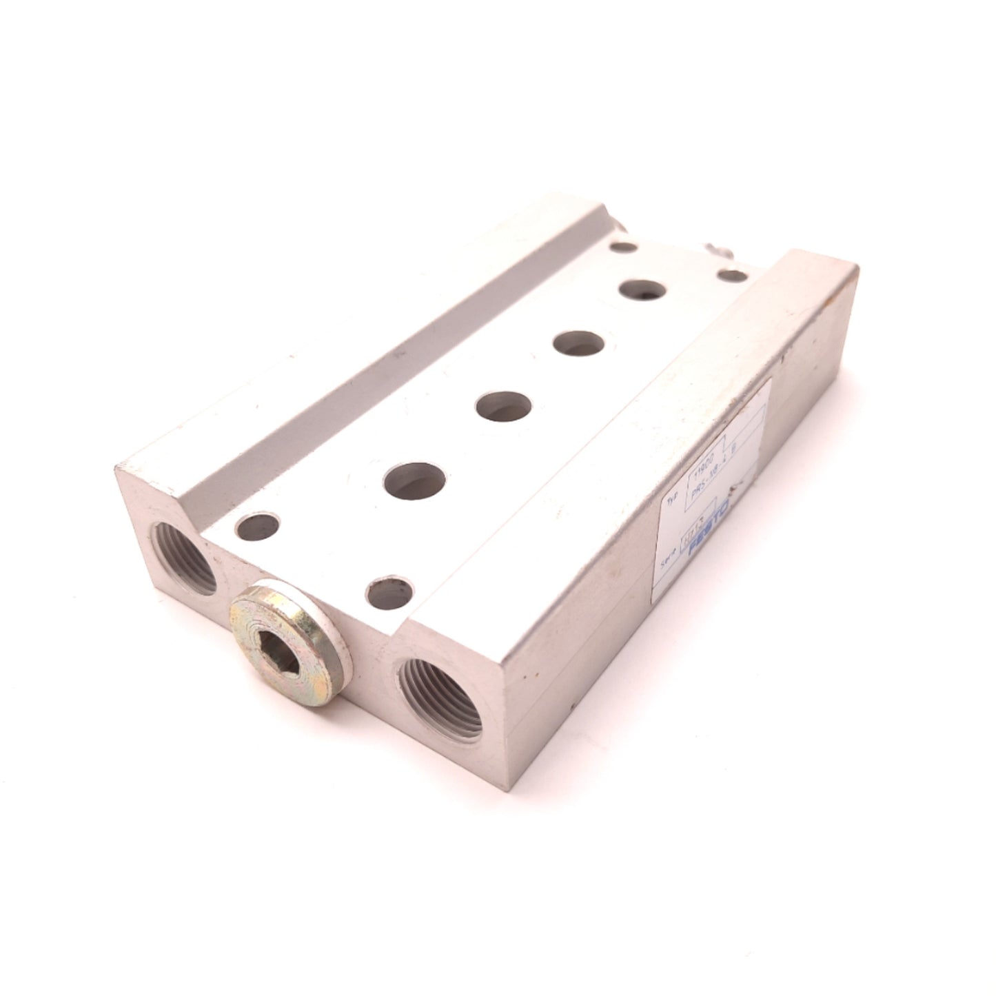 Used Festo PRS-1/8-4-B Manifold Block with Through Hole Mounting, G 3/8 Threads