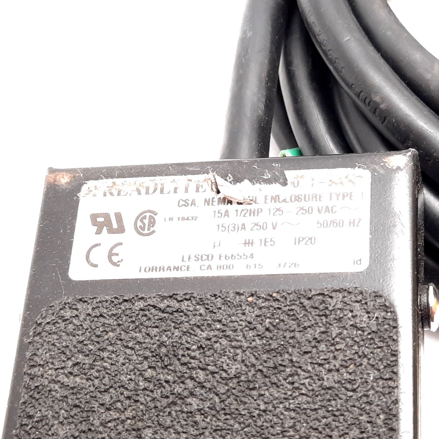 Used Linemaster T-91-S Treadlite II Momentary Foot Pedal Switch, SPDT, 250VAC 15A