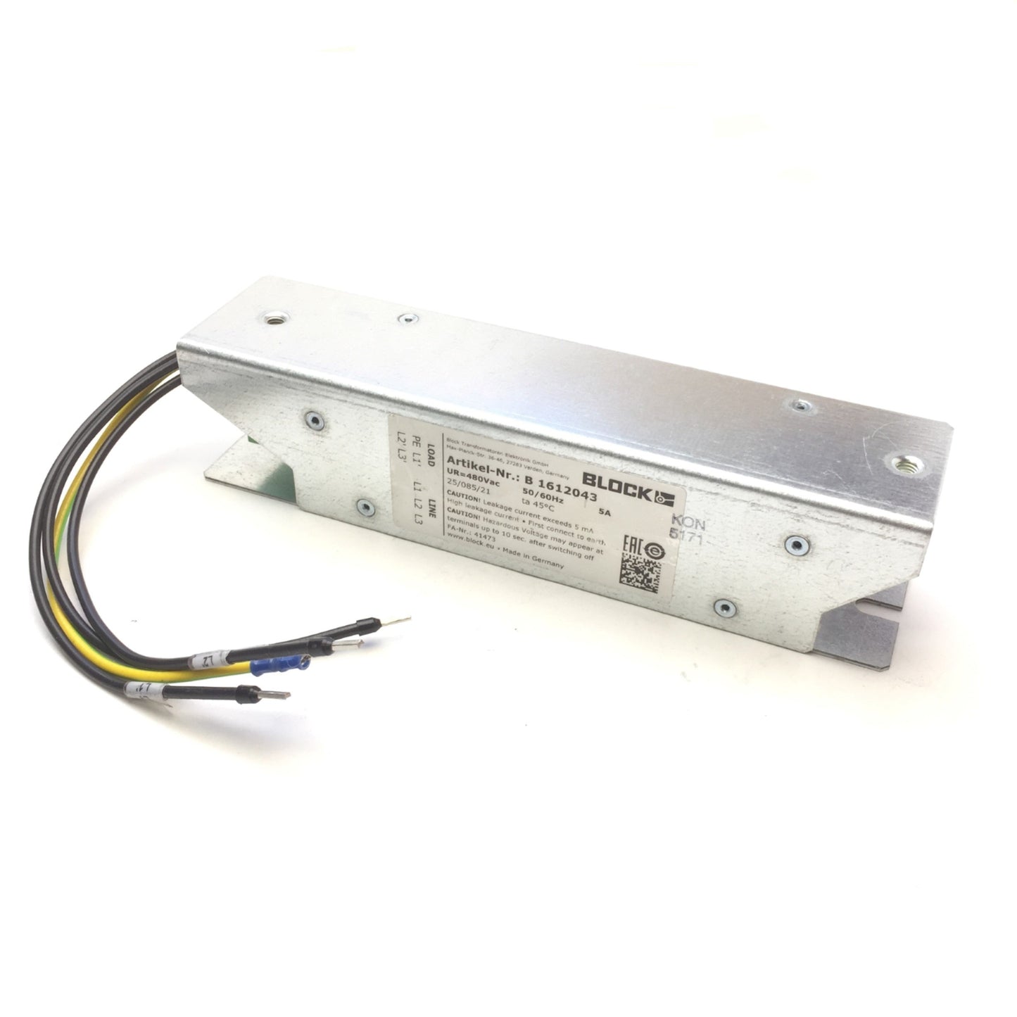 New – Open box Block Transformatoren Artikel-Nr: B1612043 Transformer Rating: 480VAC 50/60Hz 5A