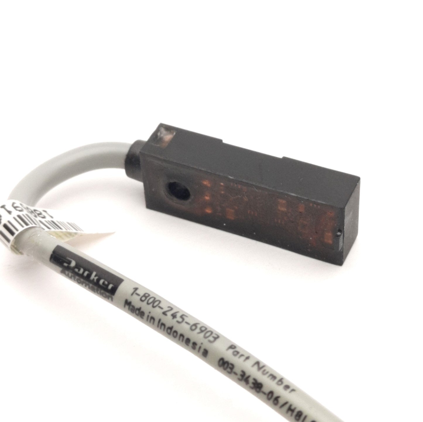 Used Parker 003-3438-06/H8L8 Cylinder Reed Switch, Voltage: 4.75-30VDC, 3-Pin PNP-NC