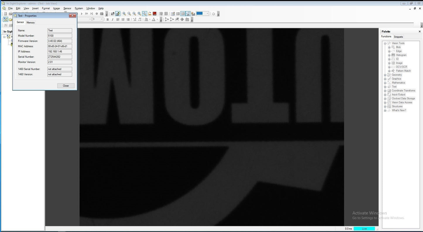 Used Cognex IS5100-10 In-Sight 5100 Machine Vision Camera 1/3 CCD B/W 640 x 480 24VDC