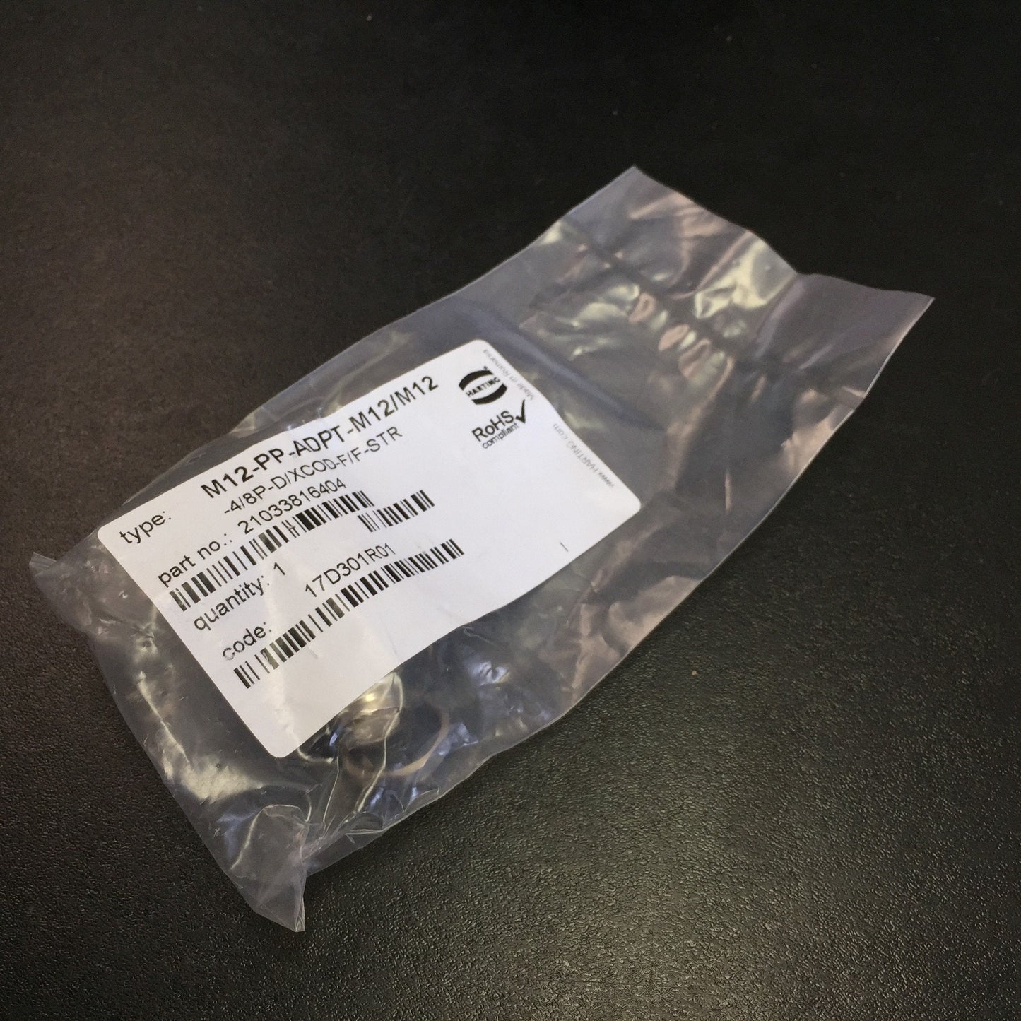 New Harting M12-PP-ADPT-M12/M12 Gender Changer Coded Push Pull Adapter 21033816404