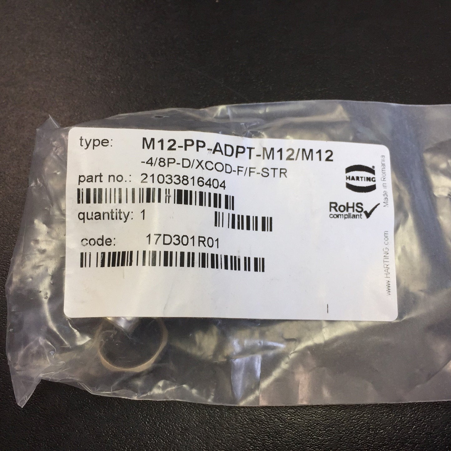 New Harting M12-PP-ADPT-M12/M12 Gender Changer Coded Push Pull Adapter 21033816404