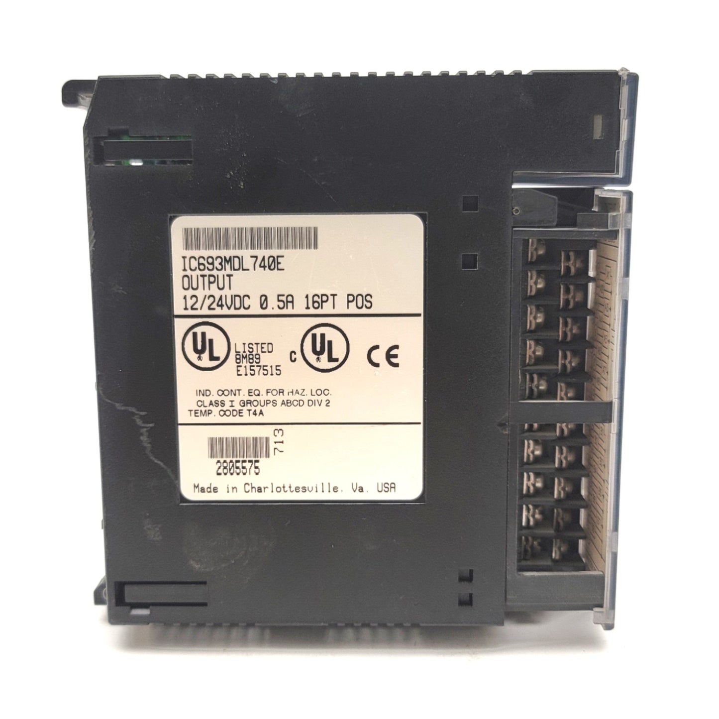 Used GE Fanuc IC693MDL740E Series 90-30 PLC Output Module, 12/24VDC 0.5A, 16-Point