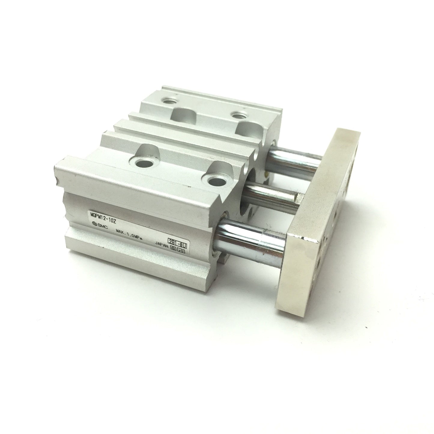 Used SMC MGPM12-10Z Compact Guided Pneumatic Cylinder Bore: 12mm, Stroke: 10mm, M5