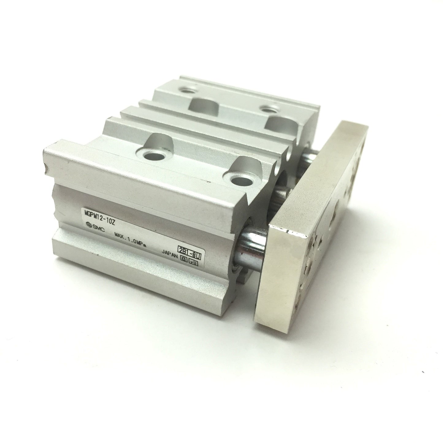 Used SMC MGPM12-10Z Compact Guided Pneumatic Cylinder Bore: 12mm, Stroke: 10mm, M5