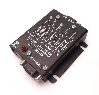 Used Anaheim DC2170 Bidirectional RS-232 to RS-422 Converter, Supply 9VDC, 9-Pin
