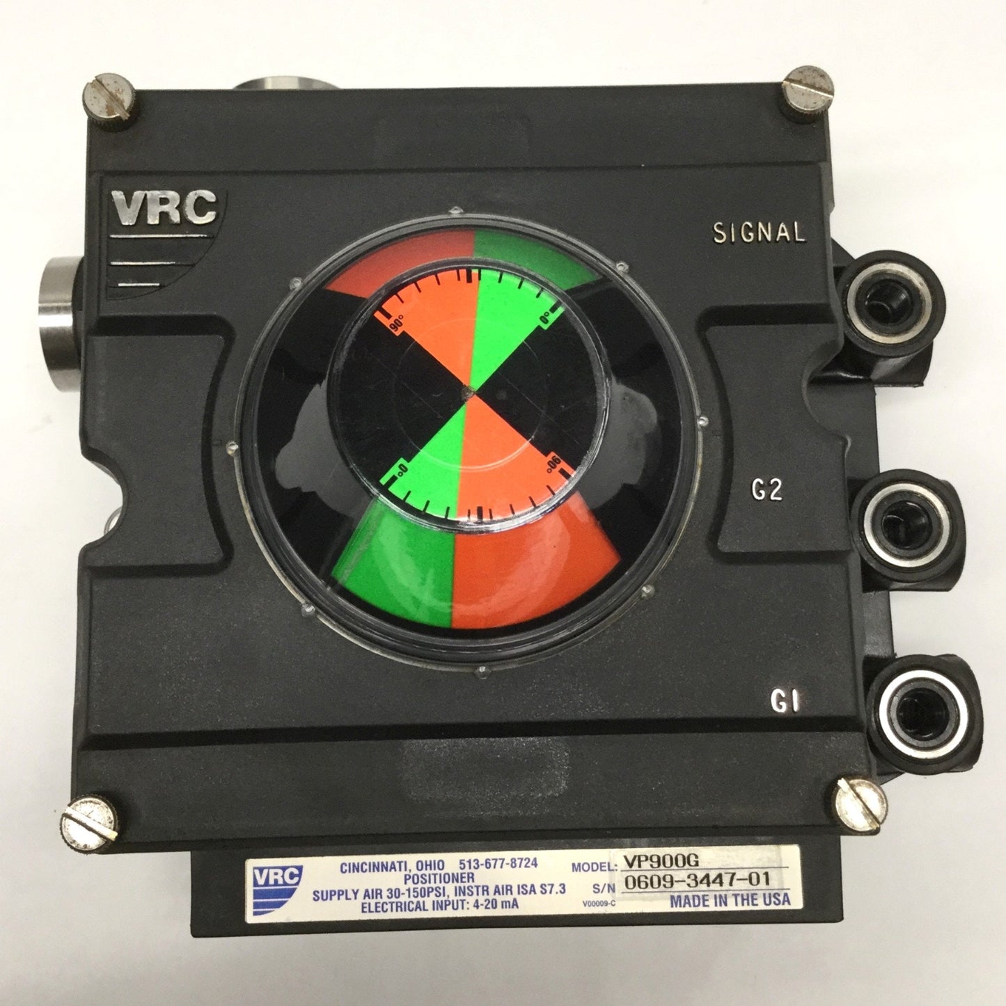 Used VRC VP900 Pneumatic Valve Positioner Actuator 90° Domed Lens, Linear, 30-150psi