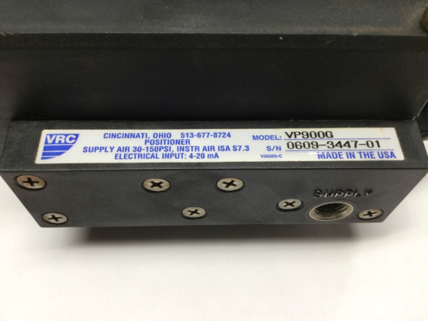 Used VRC VP900 Pneumatic Valve Positioner Actuator 90° Domed Lens, Linear, 30-150psi