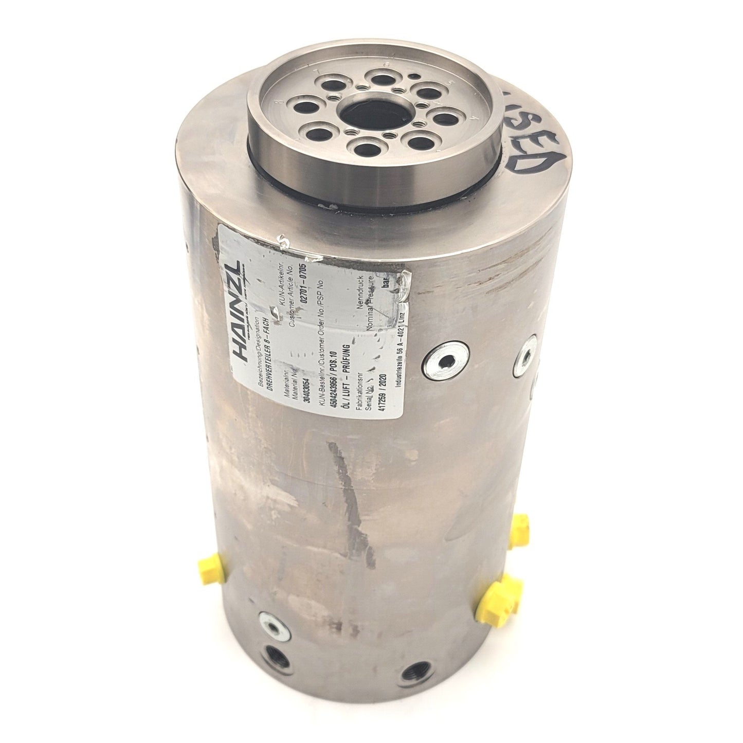 Used HAINZL 02701-0705 Hydraulic Rotary Union For Injection Molding Machine 8-Channel