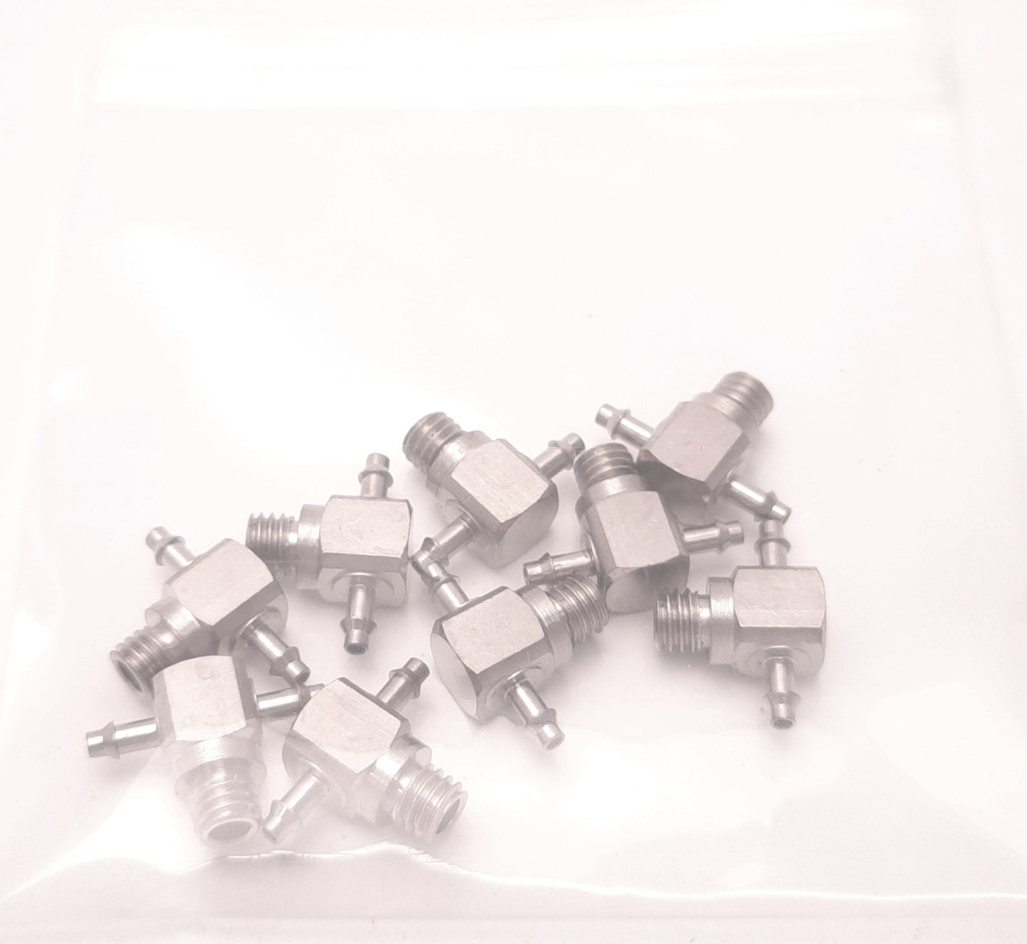 Used Lot of 9 Clippard TT0-202 Threaded Barb Fitting 10-32 Thread, 1/16" Barbs