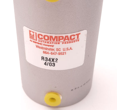 New – Open box Bimba R34x2 Round Pneumatic Cylinder 3/4" Bore, 2" Stroke, 10-32 Ports
