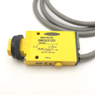 Used Banner Engineering SM2A312D Diffuse Mini Beam Proximity Sensor 24-240VAC, 380mm
