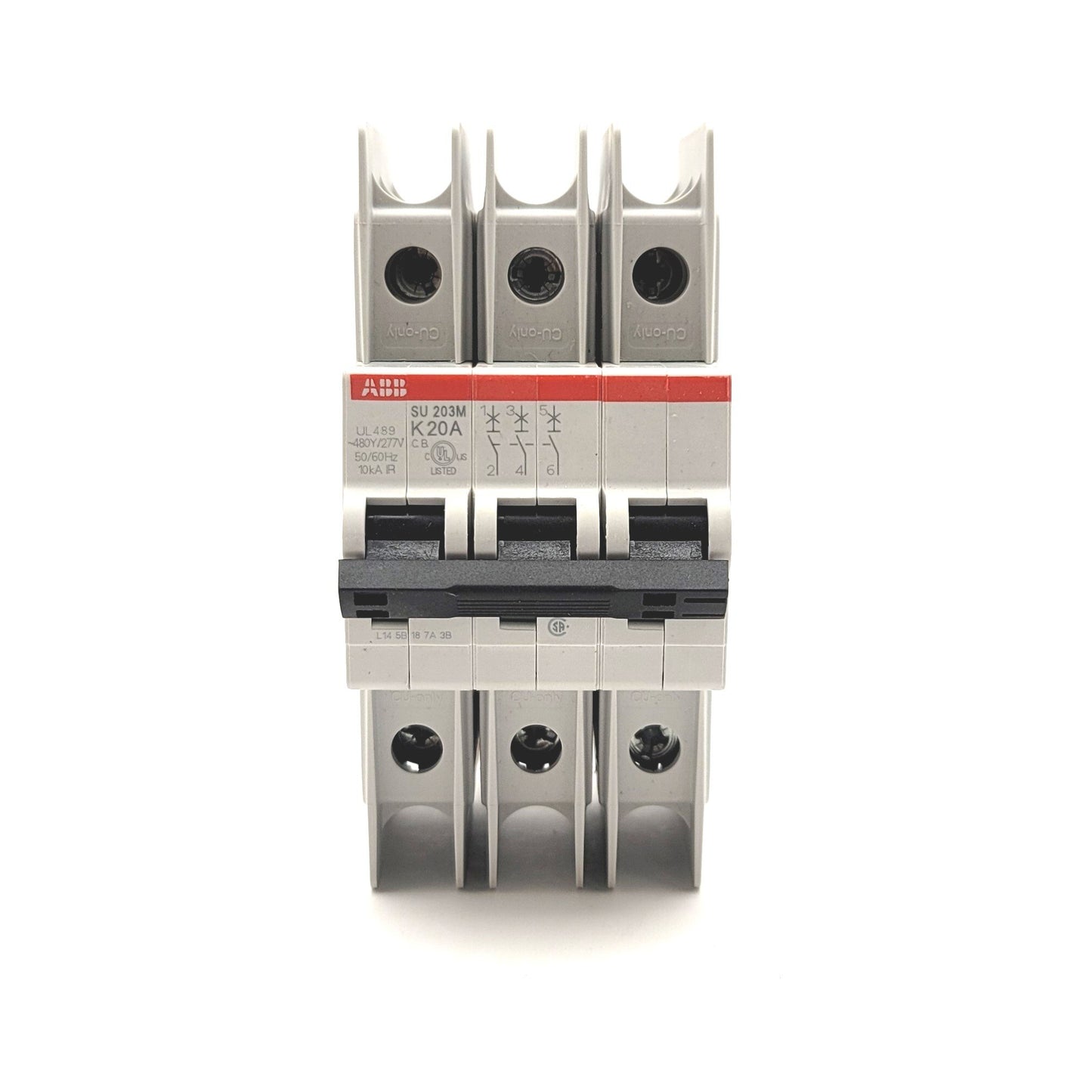 New – Open box ABB SU203M-K20 Miniature Circuit Breaker, 3-Pole, 20A, 240/480VAC 50/60Hz