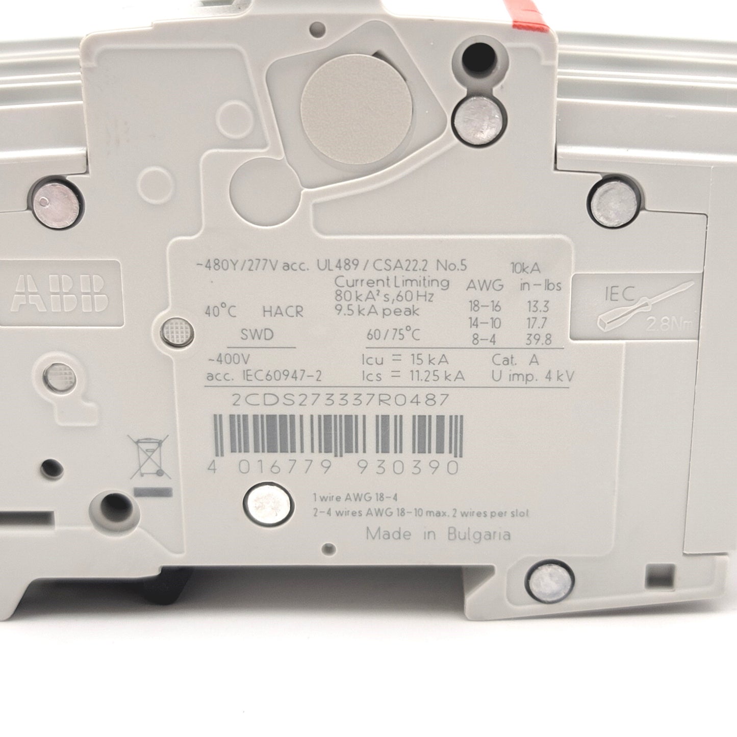 New – Open box ABB SU203M-K20 Miniature Circuit Breaker, 3-Pole, 20A, 240/480VAC 50/60Hz