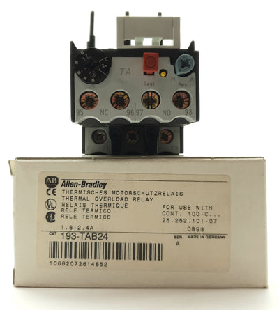 New Allen Bradley 193-TAB24 Series A Thermal Overload Relay 1.6-2.4A 1x NO 1x NC Aux