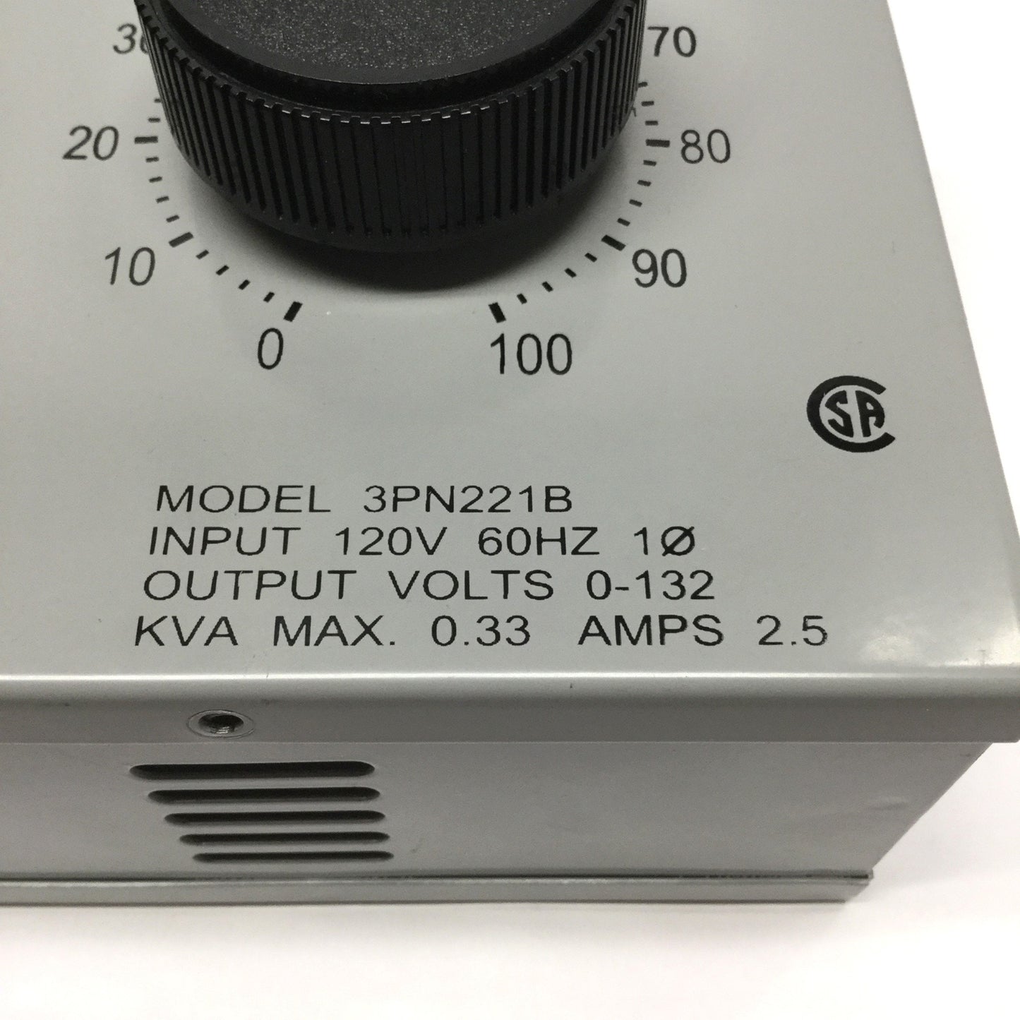 Used Staco 3PN221B Variable Voltage Autotransformer 120VAC IN, 0-132VAC 2.5A OUT