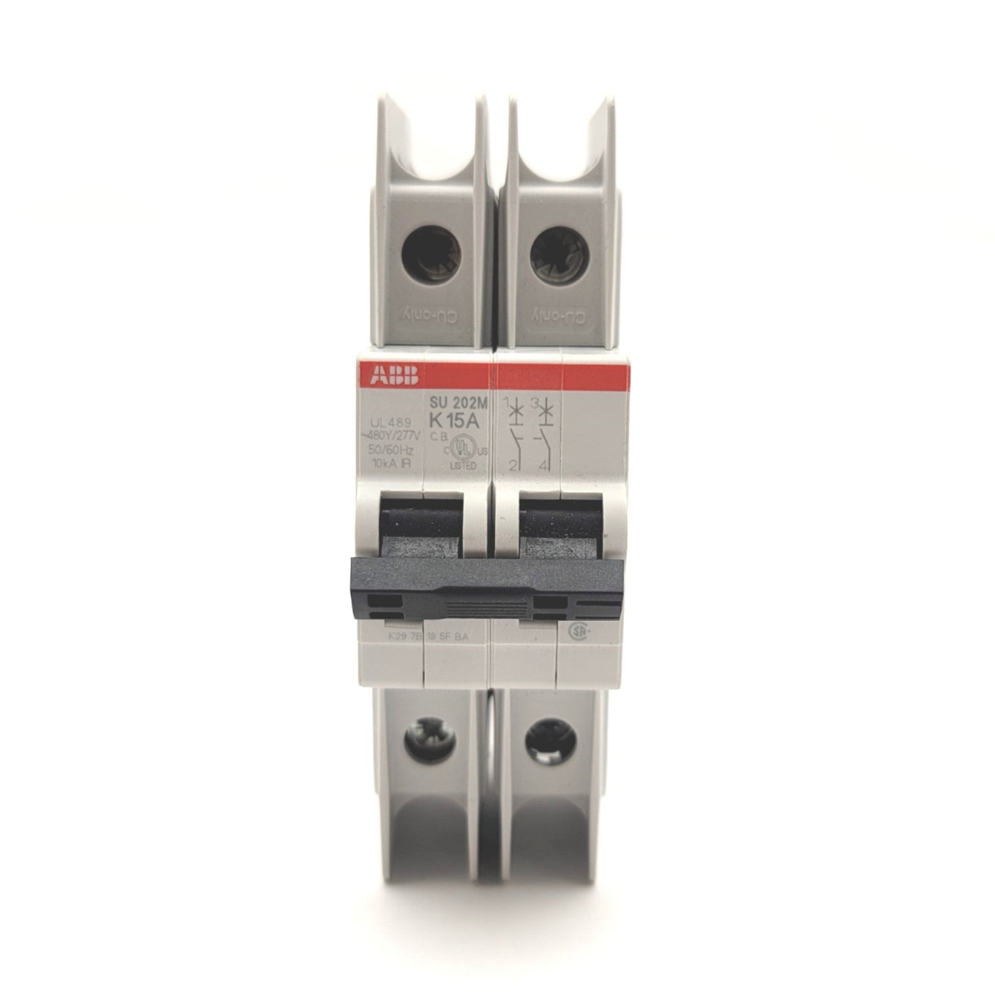 New – Open box ABB SU202M-K15 Miniature Circuit Breaker, 2-Pole, 15A, 240/480VAC 50/60Hz