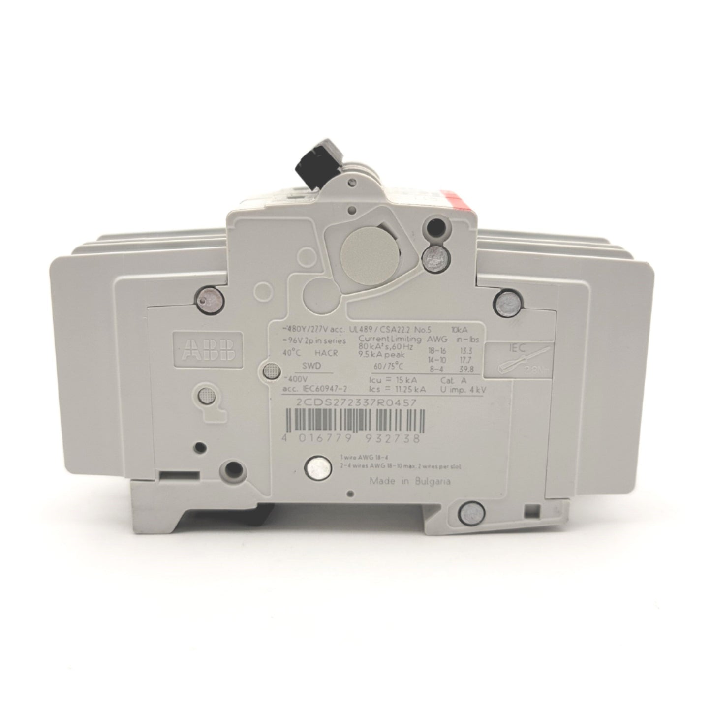 New – Open box ABB SU202M-K15 Miniature Circuit Breaker, 2-Pole, 15A, 240/480VAC 50/60Hz
