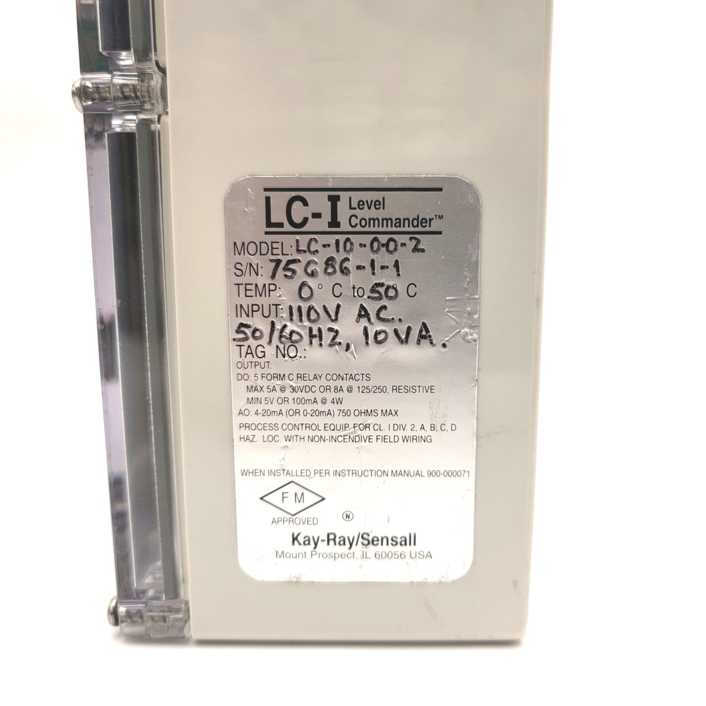 Used Kay-Ray/Sensall Rosemount LC-10-0-0-2 Level Commander 120VAC 50/60Hz