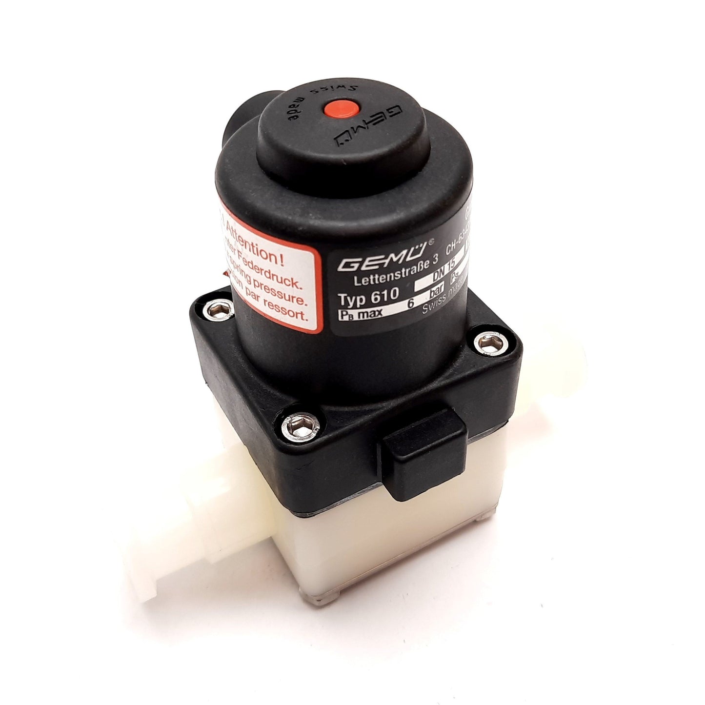 New – Open box Gemu Typ 610 Diaphragm Valve, Pneumatic Actuated 1/4" NPT, DN 15, 4-7bar