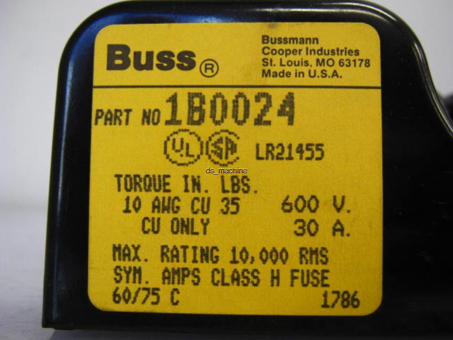 Used Lot of 5 Bussman 1B0024 Fuse Holders 600V 30A