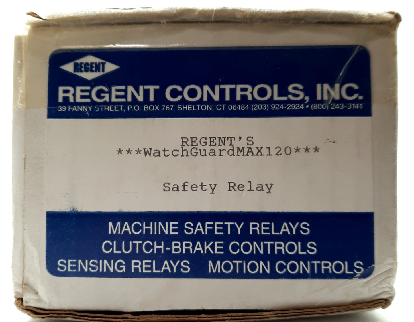 New Regent Controls WatchGuardMAX120 Safety Relay, 2x 24VDC 50mA Inputs, 120VAC