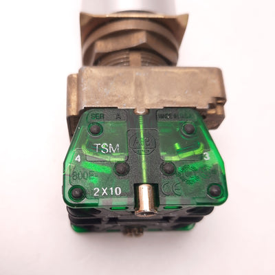 Used Allen Bradley 800E2x10 Selector Switch, 10 Amp, 600v, 2 N.O. 22.5mm