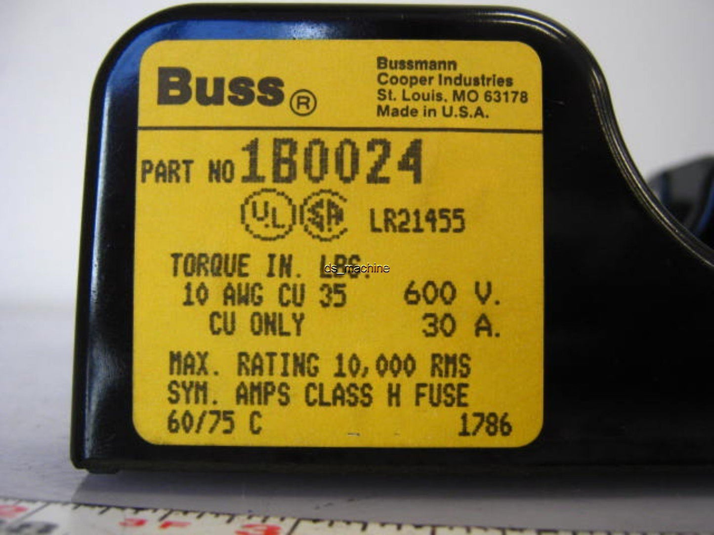 Used Lot of 6 Bussmann 1B0024 Fuse Holders 600VAC 30A