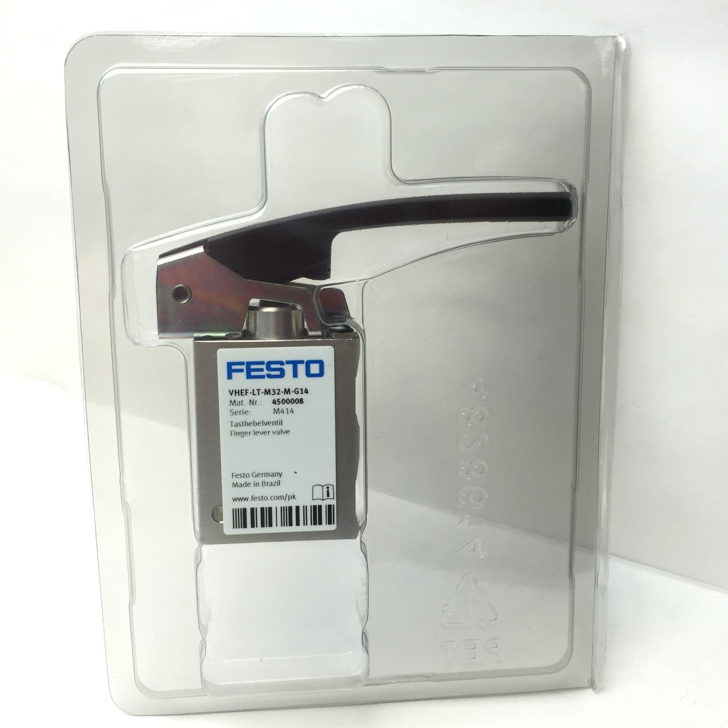 New Festo VHEF-LT-M32-M-G14 Manual Pneumatic Finger Lever Valve, 3/2-Way, G1/4 Ports