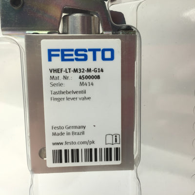 New Festo VHEF-LT-M32-M-G14 Manual Pneumatic Finger Lever Valve, 3/2-Way, G1/4 Ports