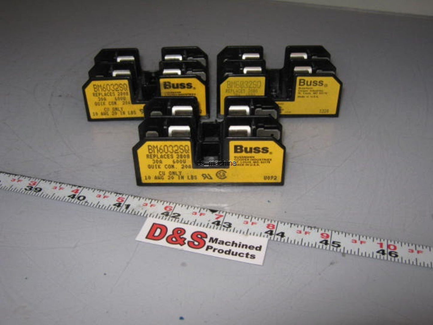 Used Lot of 3 Bussmann BM6032SQ 2 Pole Fuse Holders 30A / 20A Quick Disconnect