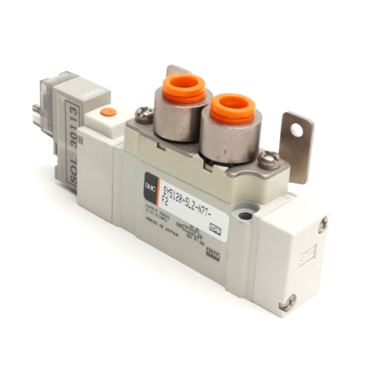 Used SMC SY5120-5LOZ-N7T-F2 Pneumatic Solenoid Valve, 5-Port 2-Position, 24VDC Coil