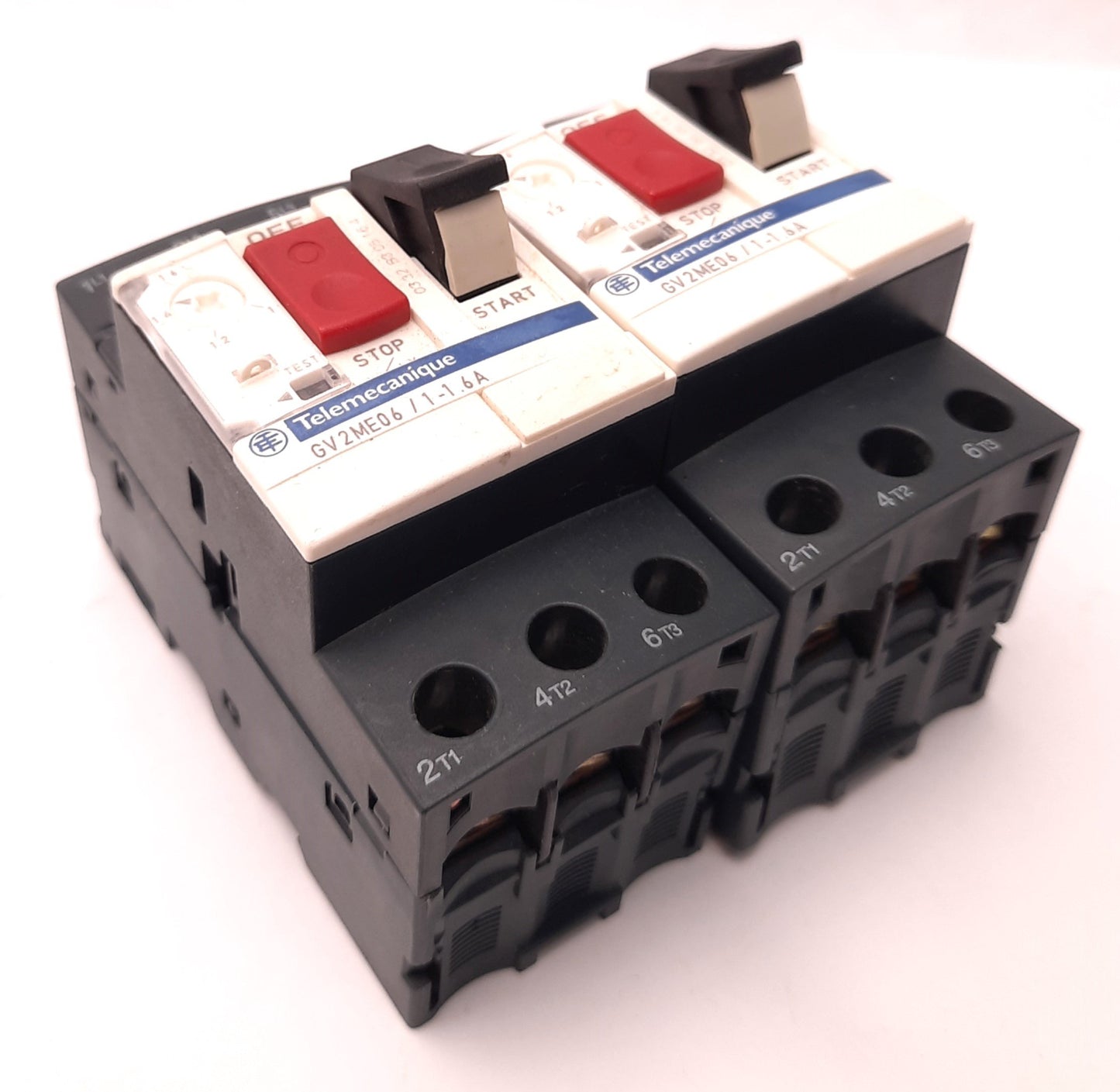 Used Lot of 2 Telemecanique GV2ME06 Motor Starter/Breaker, 3 Pole, 1.6A, 690v AC