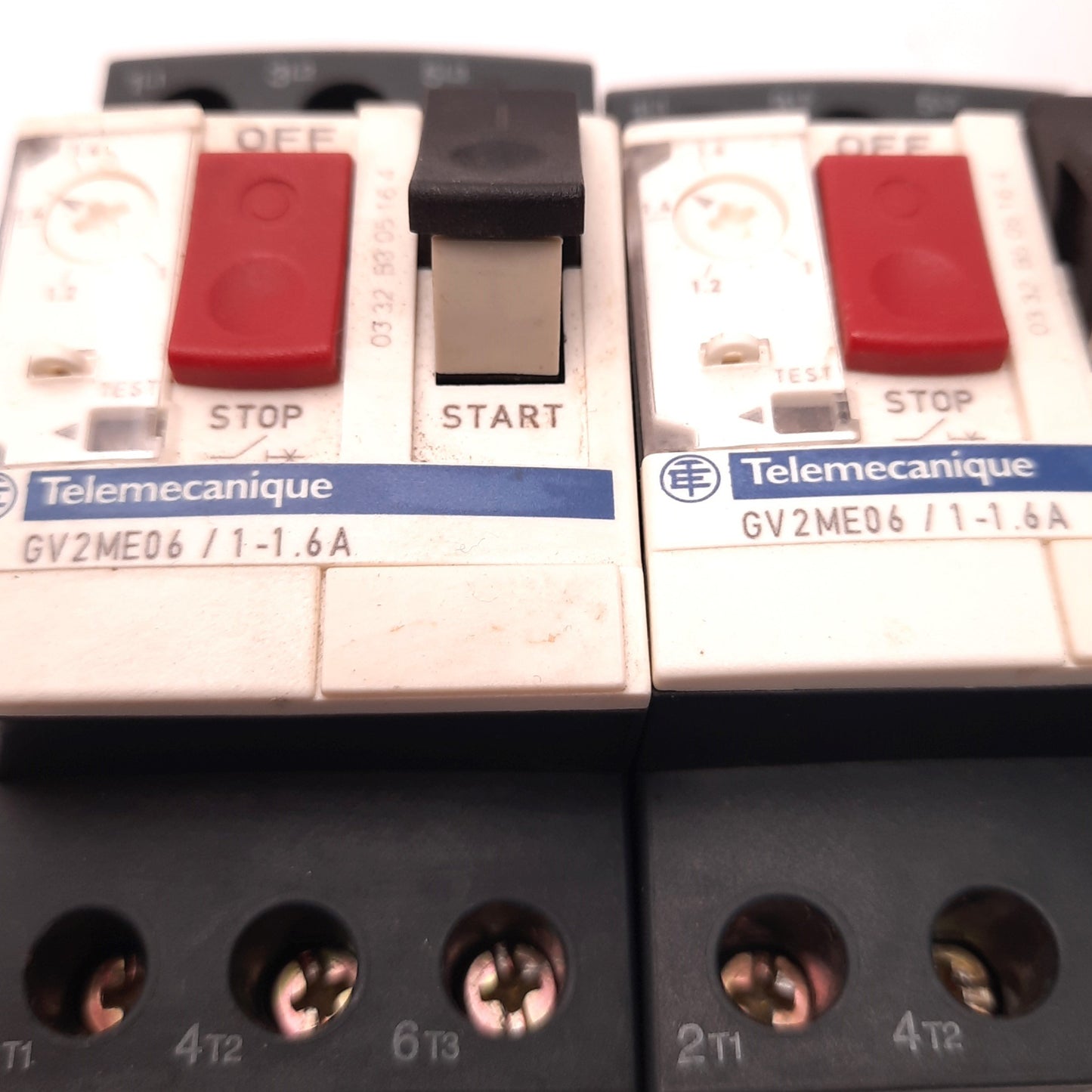 Used Lot of 2 Telemecanique GV2ME06 Motor Starter/Breaker, 3 Pole, 1.6A, 690v AC