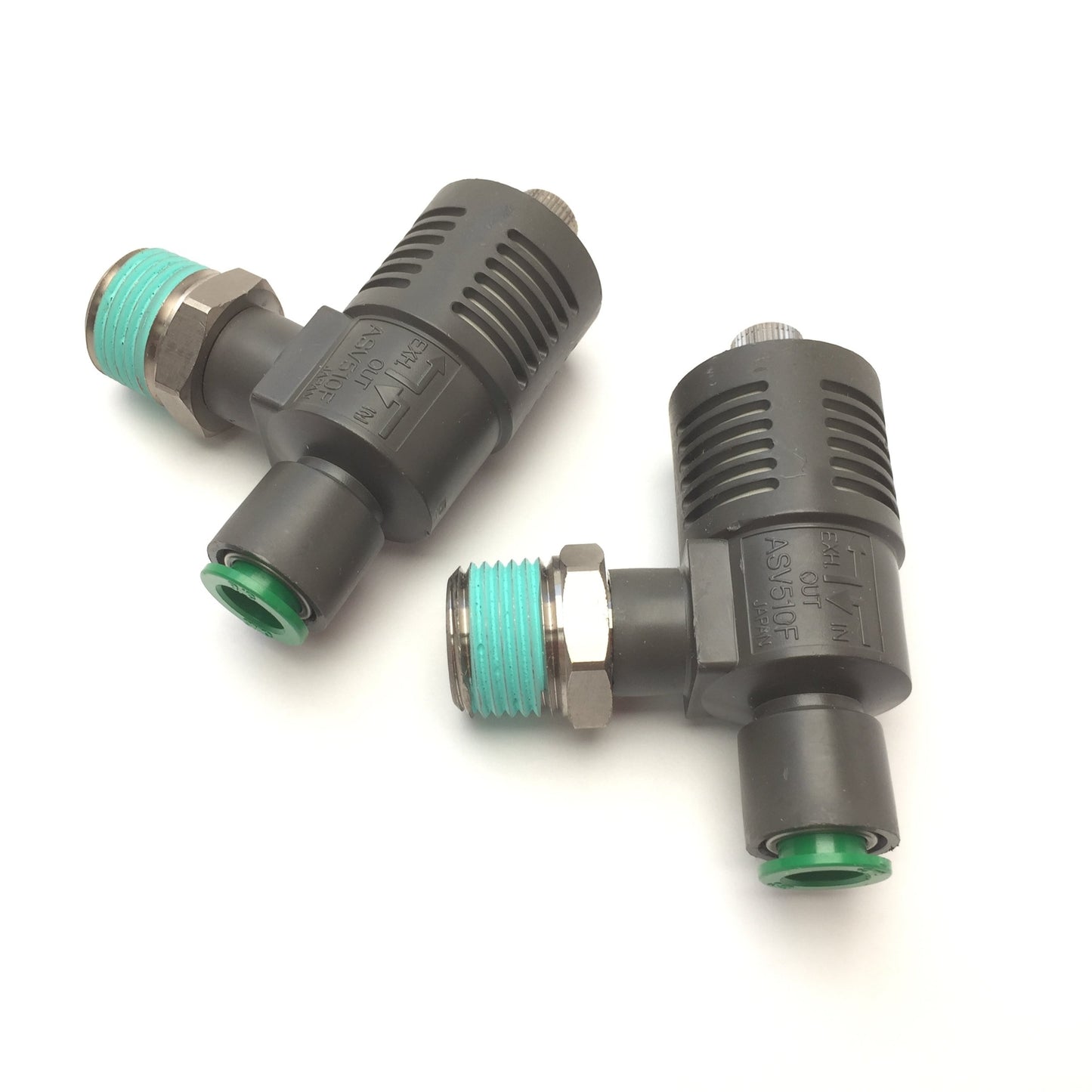 New Lot of 2 SMC ASV510F Pneumatic Speed Exhaust Tee Controller 3/8" Tube x 1/2" NPT